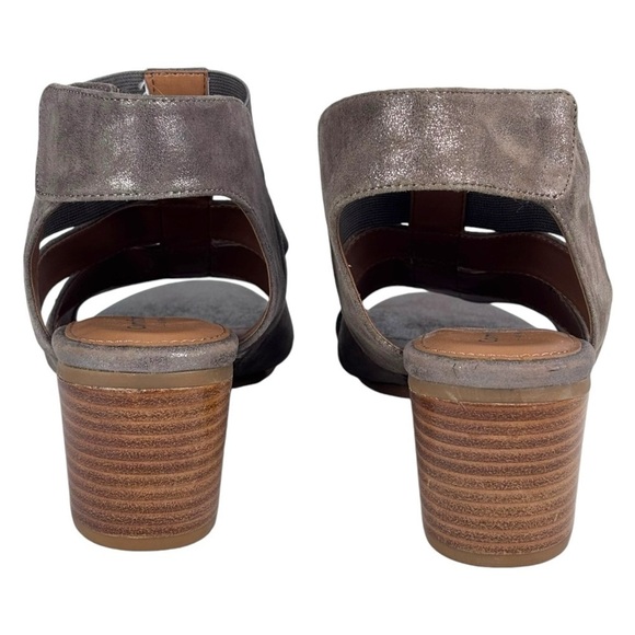 COMFORTIVA ALEXIS CT0006208 SMOKE LEATHER METALLIC BLOCK HEEL GLADIATOR SANDALS - Picture 9 of 13